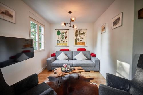 温特贝格Ferienhaus Asten-Lodge的客厅配有沙发和桌子