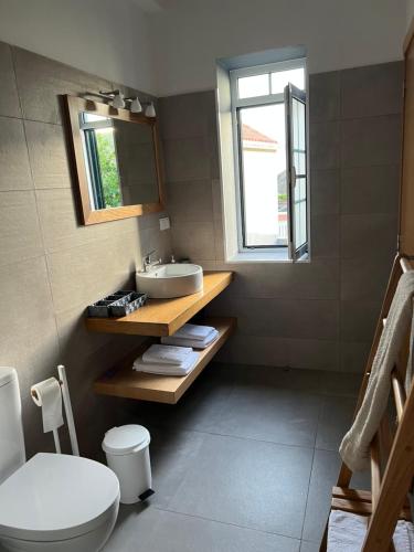 蓬他达维托亚Casa do Avô的一间带水槽和卫生间的浴室以及窗户。