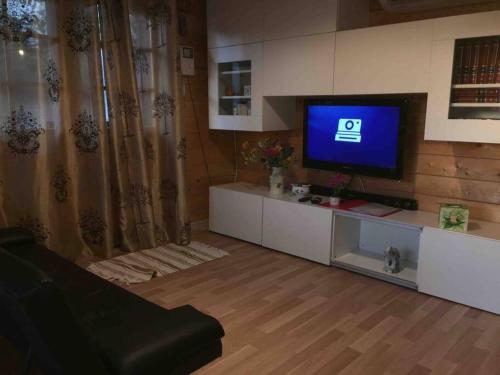 马赛Chalet indépendant的客厅配有台面上的平面电视
