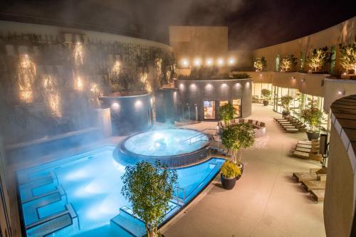 弗劳恩基兴圣马丁斯温泉酒店的大楼游泳池的顶部景色