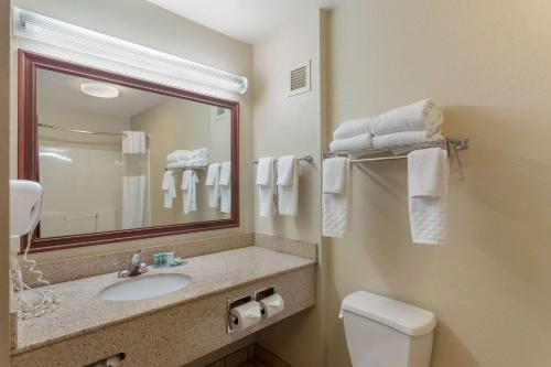 劳伦斯堡贝斯特韦斯特劳伦斯堡酒店的一间带水槽、镜子和卫生间的浴室