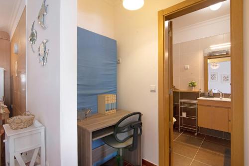 圣卢西亚岛Santa Luzia Apartment Sl016的一间带书桌和水槽的小浴室