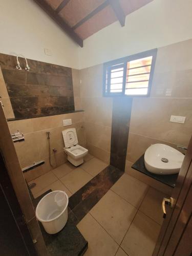奇克马格尔Aashirvada的一间带卫生间和水槽的浴室