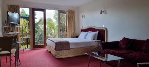 陶波羌提里斯汽车旅馆的酒店客房配有床、沙发和电视。