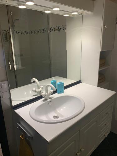 阿尔克马尔By Goselink的浴室设有白色水槽和镜子