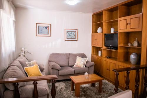 本图贡萨尔维斯Casa Di Mattoni的带沙发和电视的客厅
