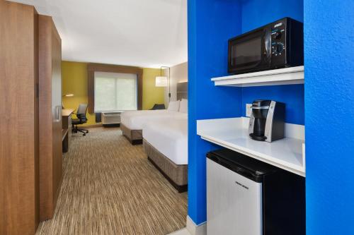切萨皮克切萨皮克快捷假日&套房酒店的酒店客房设有一间带一张床和电视的卧室