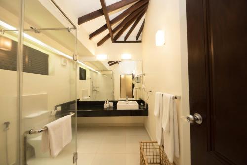 尼甘布海豚俱乐部酒店的一间带水槽和镜子的浴室