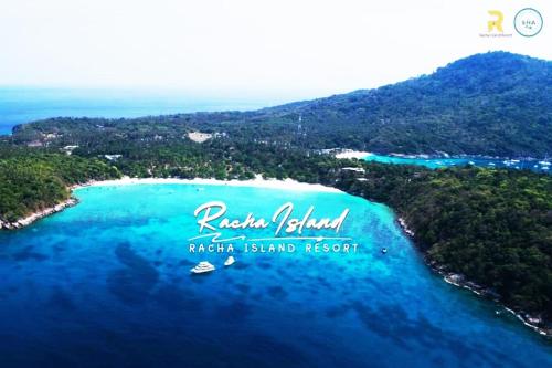 拉查亚伊岛拉查岛度假酒店（瑞阿布瑞）的享有拉贾岛赖辛岛(raja island raisin island)度假胜地的空中景致