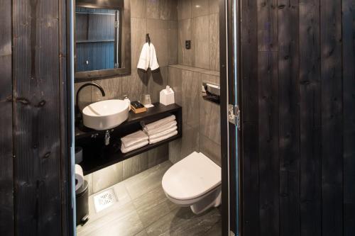 罗瓦涅米北极树屋酒店 的浴室配有白色卫生间和盥洗盆。