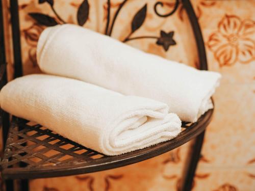 Eidenberg埃登伯格阿尔姆酒店的一堆毛巾放在篮子上