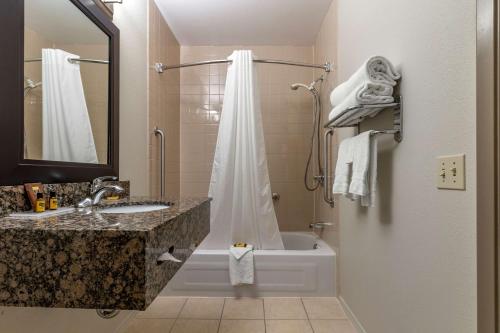 温尼伯彭比纳贝斯特韦斯特套房及酒店的带浴缸、水槽和淋浴的浴室