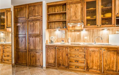 考斯赛力克Butorowy Wierch的一个带木制橱柜和水槽的厨房