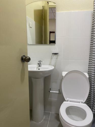 圣多明各VBermor Hotel的白色的浴室设有卫生间和水槽。
