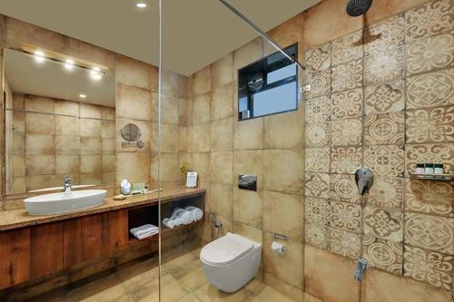 VijayanagarThe Fern Sattva Resort - Polo Forest的一间带卫生间和水槽的浴室
