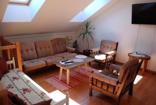 OrissaareHostel Pritsukas的客厅配有沙发和桌椅