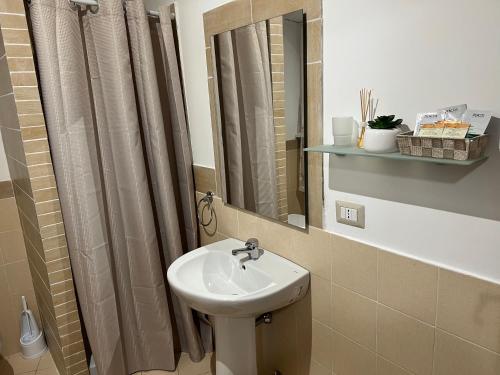 罗马Saint Peter Vatican City confortable Apartament Stellasia casa vacanza的一间带水槽和镜子的浴室