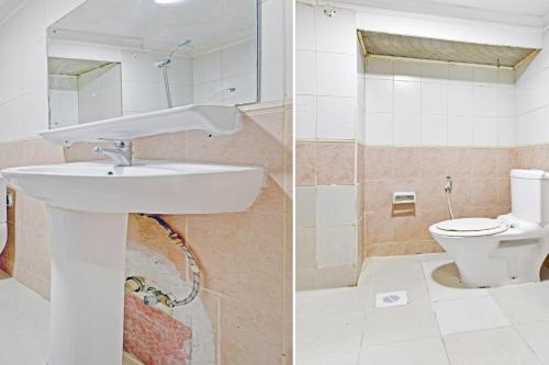 麦纳麦OYO 119 Le Vondome的浴室设有水槽和卫生间,两幅图片