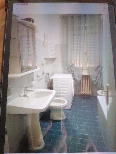 托里德尔贝纳科Casa Silvio的浴室配有盥洗盆、卫生间和浴缸。