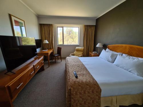 卡拉马阿瓜德尔德西尔托酒店的配有一张床和一台平面电视的酒店客房