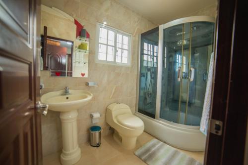 哈拉瓦科阿Willy's house的浴室配有卫生间、盥洗盆和淋浴。