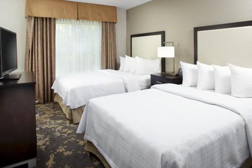 夏洛特Trellis Lake Pointe的酒店客房设有两张床和一台平面电视。