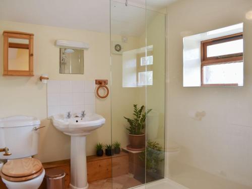 CliburnGrange Court的浴室配有卫生间、盥洗盆和淋浴。
