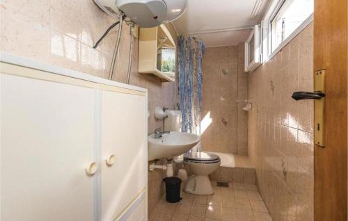 佩特坎内Apartmani L&Z的一间带卫生间和水槽的小浴室