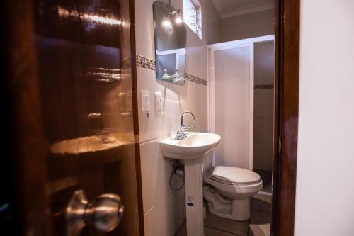 特基拉Habitación privada en el centro de Tequila的浴室配有白色卫生间和盥洗盆。