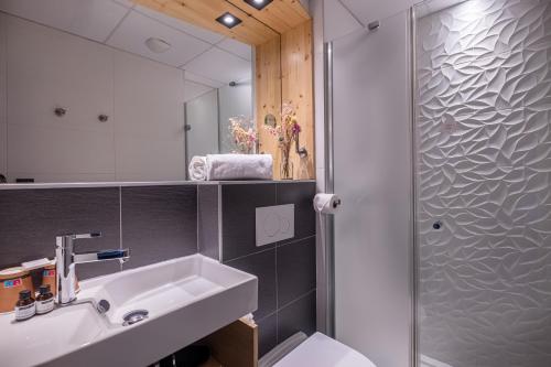 巴黎城市露营酒店的一间带水槽和淋浴的浴室