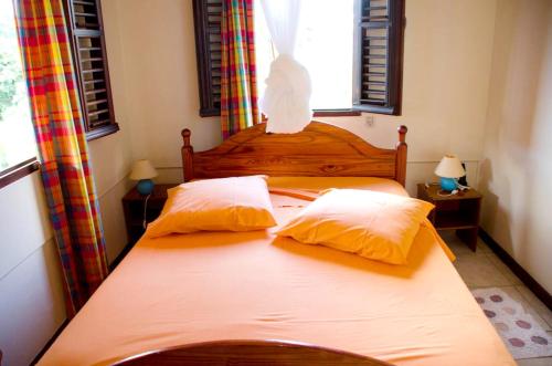 Gros-MorneMaison de 2 chambres avec terrasse amenagee et wifi a Gros Morne的一间卧室配有一张带两个枕头的床