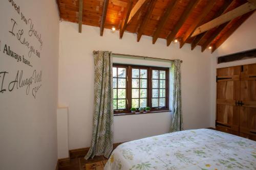 布里斯托La Villa Olli -Natural pool & Hot tub的一间卧室设有一张床和一个窗口