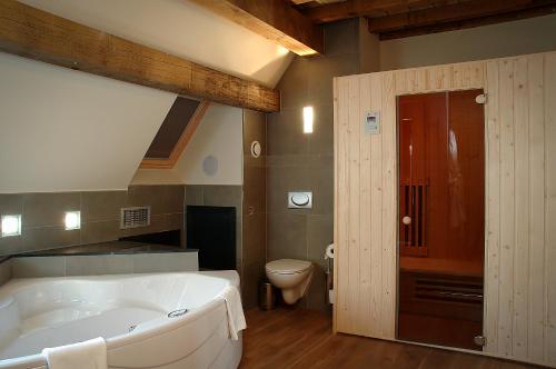 马塞克范艾克酒店的带浴缸和卫生间的大型浴室