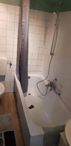 施韦青根Joanna Apartment - Schwetzingen 2的浴室配有浴缸、水槽和卫生间