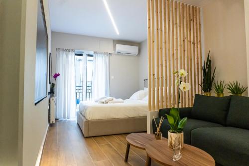 比雷埃夫斯Elegant Suite - Piraeus的客厅配有床和沙发
