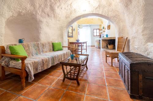 格拉纳达Cuevas El Abanico - VTAR vivienda turística de alojamiento rural的客厅配有沙发和桌子