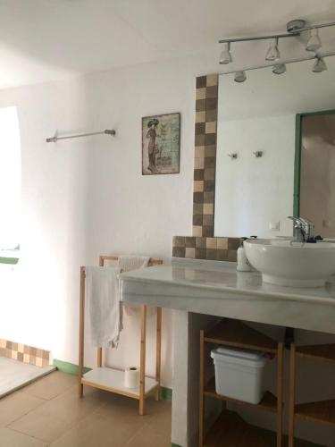 阿尔莫多瓦尔德尔里奥Casa del Almezo的一间带水槽和镜子的浴室
