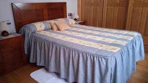 莫加拉斯Casa Rural Buenavista的一间卧室配有一张带蓝色毯子的大床