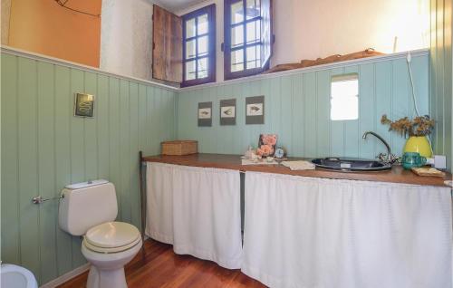 ArolaCottage Ginestre的浴室设有1个带卫生间和水槽的台面