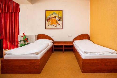 日利纳波什酒店的一间客房内配有两张床的房间