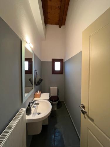 维蒂纳Happy trails Guesthouse Vitina的一间带水槽和卫生间的浴室