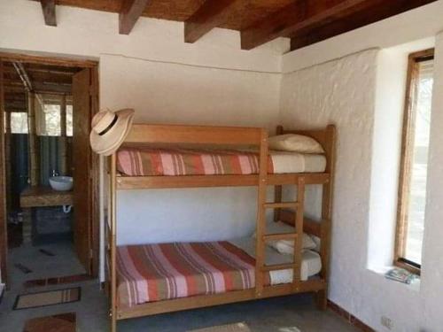 卡诺阿斯德蓬萨尔Fundo Matufa Mancora的一间卧室配有两张双层床。