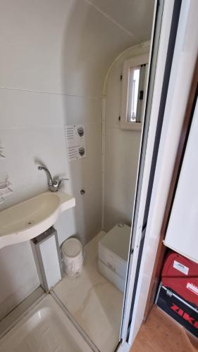 埃拉特קרוון的一间带水槽和卫生间的小浴室