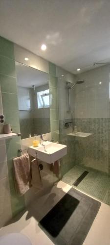 卡巴纳斯·德·塔维拉Apartment Vista Verde的一间带水槽和淋浴的浴室