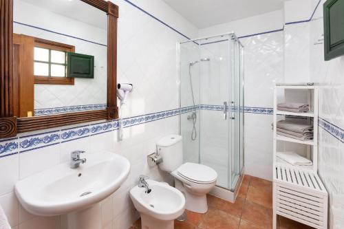 阿古洛乔罗乡村民宿的一间带水槽、卫生间和淋浴的浴室