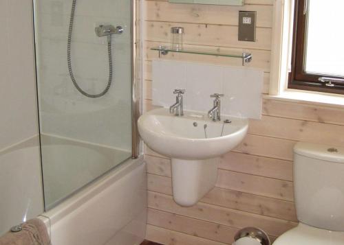 Newton KymeWighill Manor Lodges的一间带水槽和淋浴的浴室