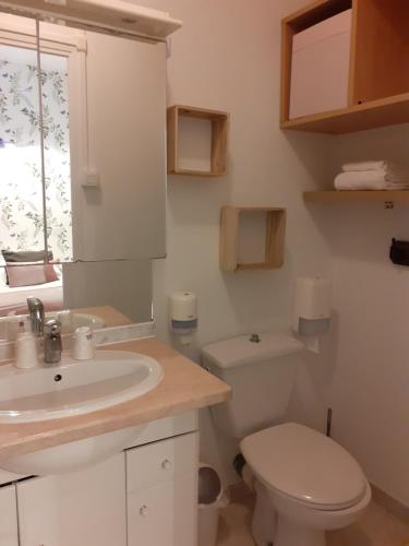 奥贝尔维尔Ma Campagne - Le Jardin的浴室配有白色卫生间和盥洗盆。