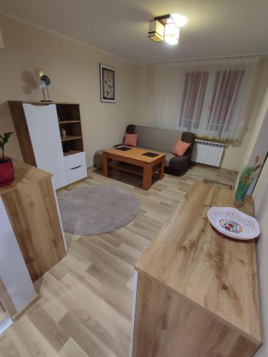 哈伊努夫卡Klimatyczne mieszkanie的客厅配有沙发和桌子