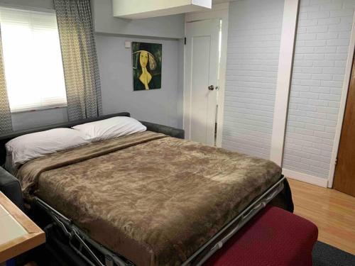 圣布鲁诺Cozy Apartment near SFO的一间卧室,卧室内配有一张大床
