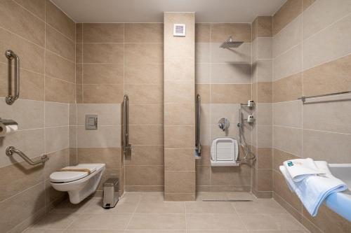 巴克乌Fiald Hotel & Spa的一间带卫生间和淋浴的浴室